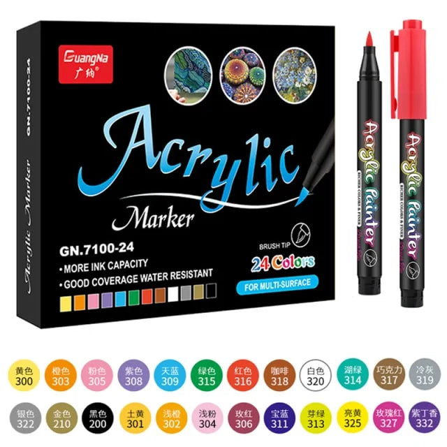 Stylos de peinture acrylique 36 couleurs