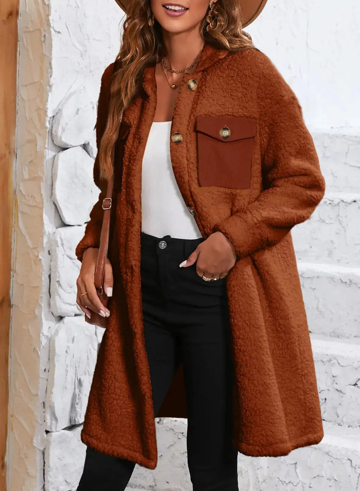 EVALESS Fuzzy Fleece Jackets for Women Fashion Long Sleeve_Vivareflex Online