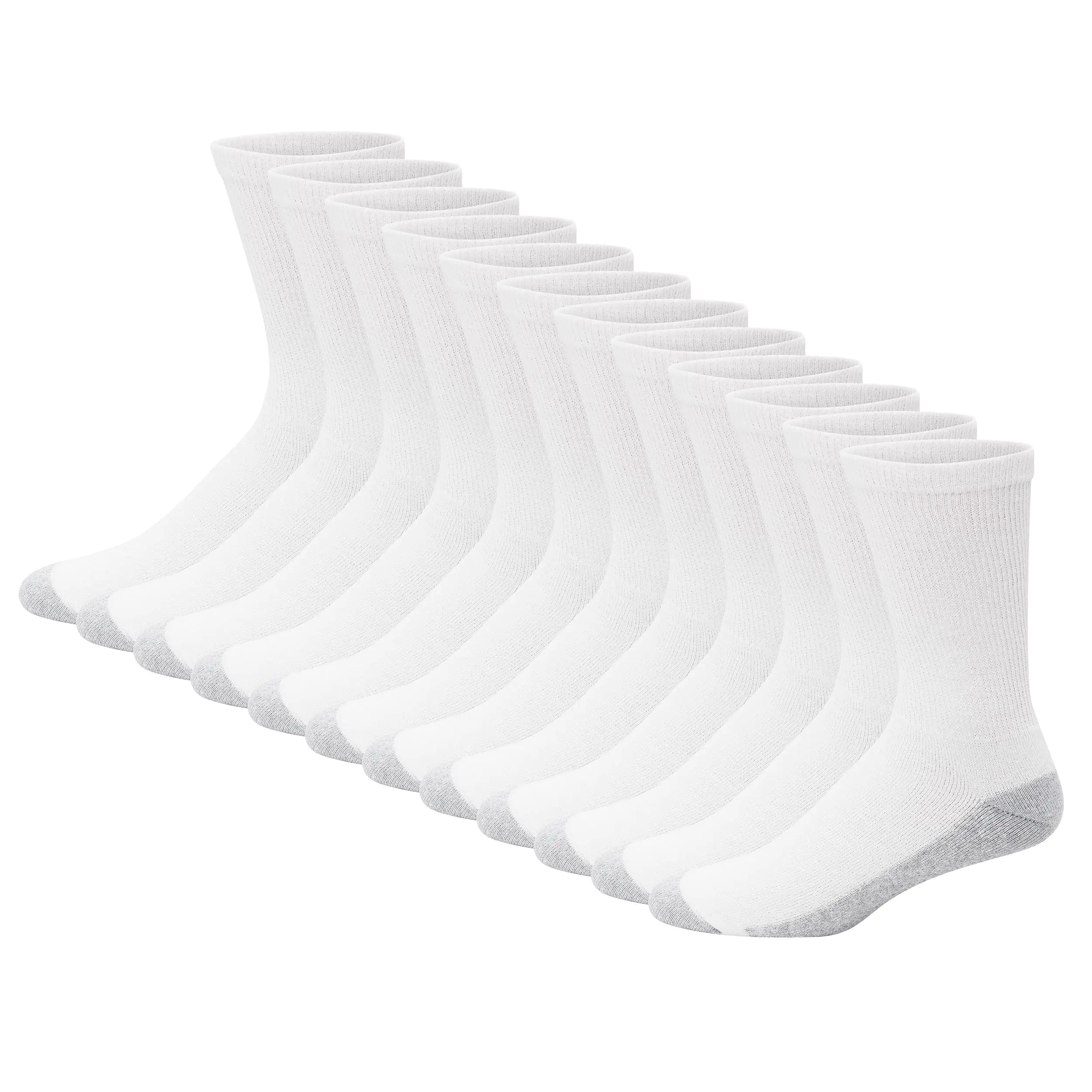 Chaussettes mi-mollet Double Tough pour hommes Hanes, lot de 12 paires, 12-14, blanc/gris, bas du pied - lot de 12