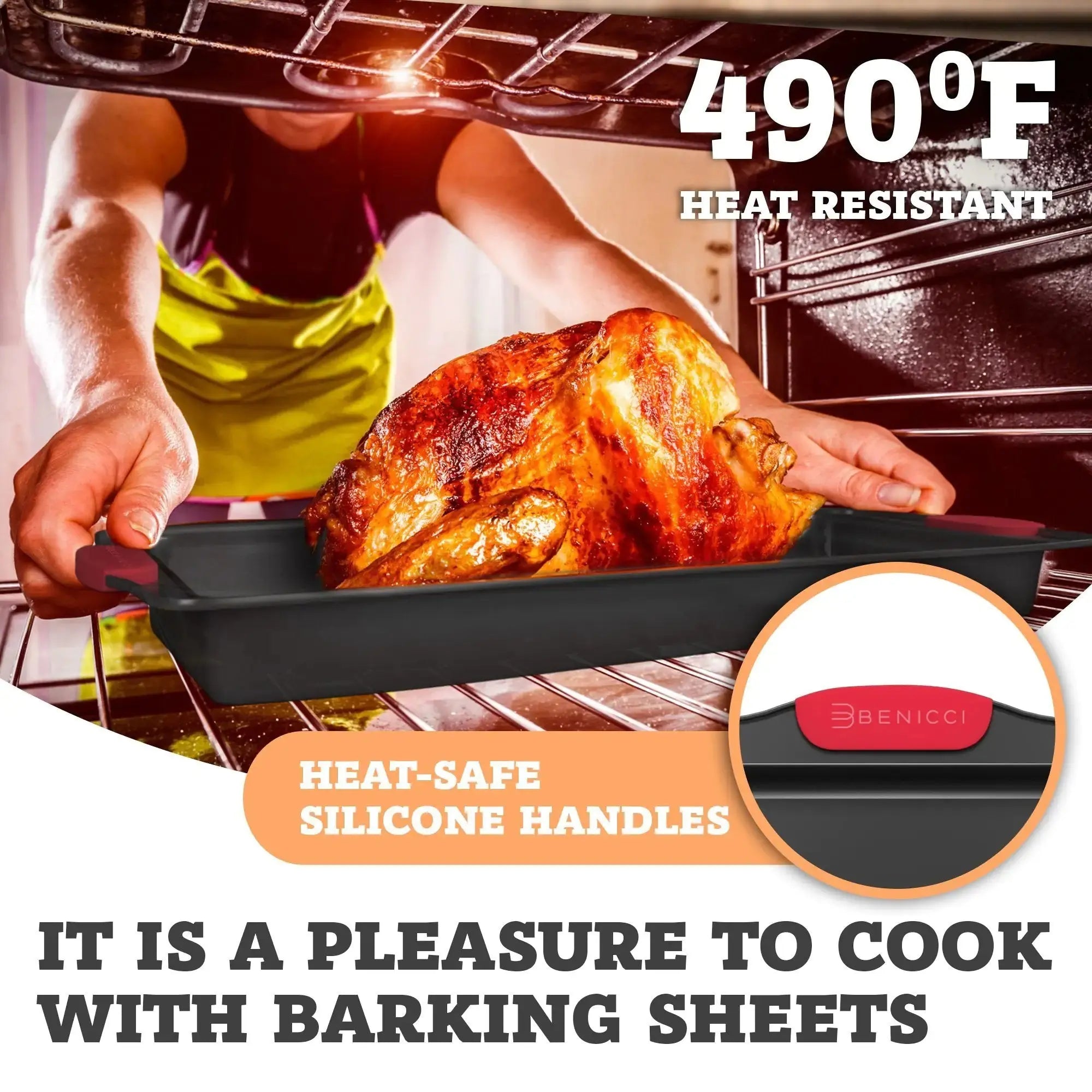 Easy-Clean Premium Baking Tray Trio with Silicone Grips Vivareflex Online