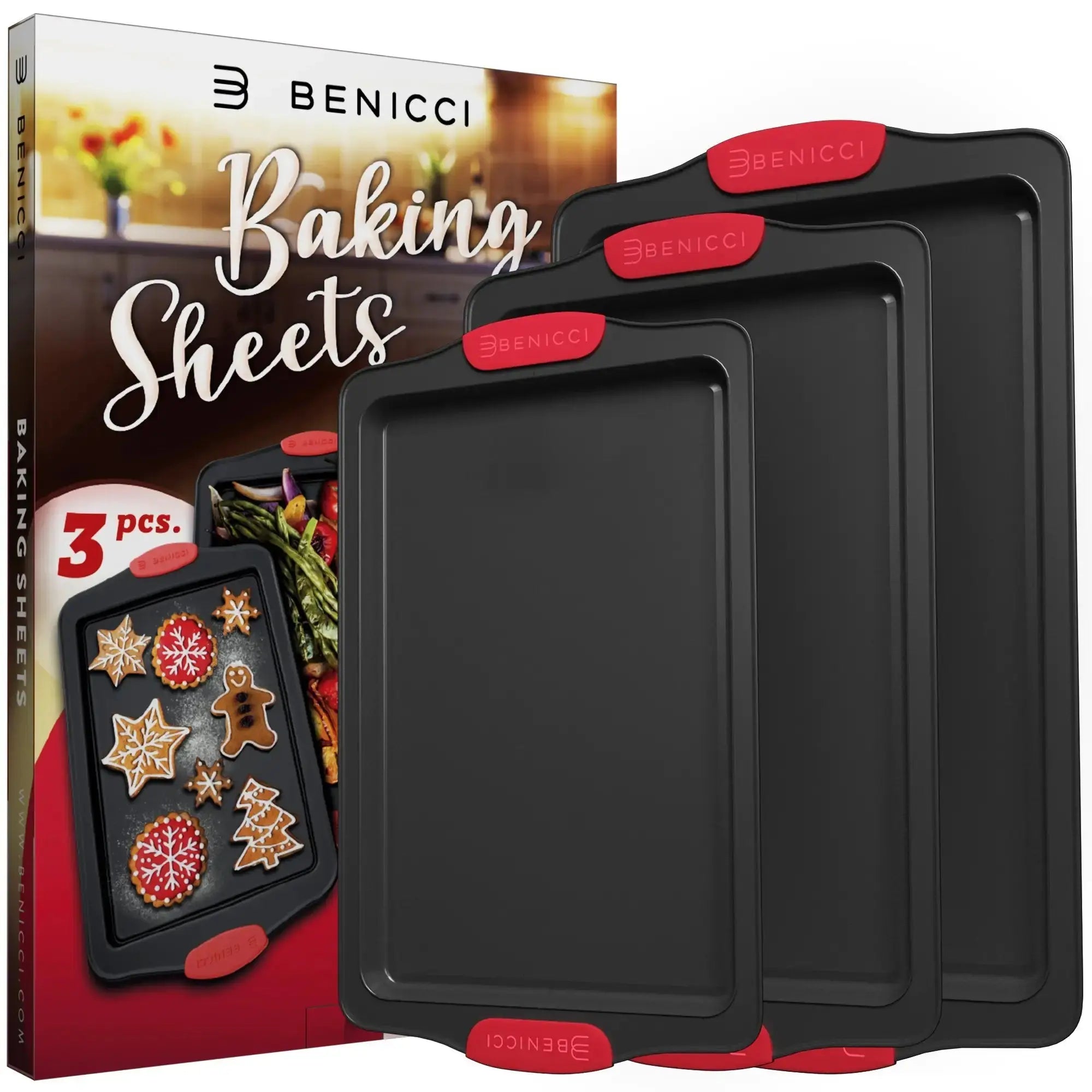 Easy-Clean Premium Baking Tray Trio with Silicone Grips Vivareflex Online