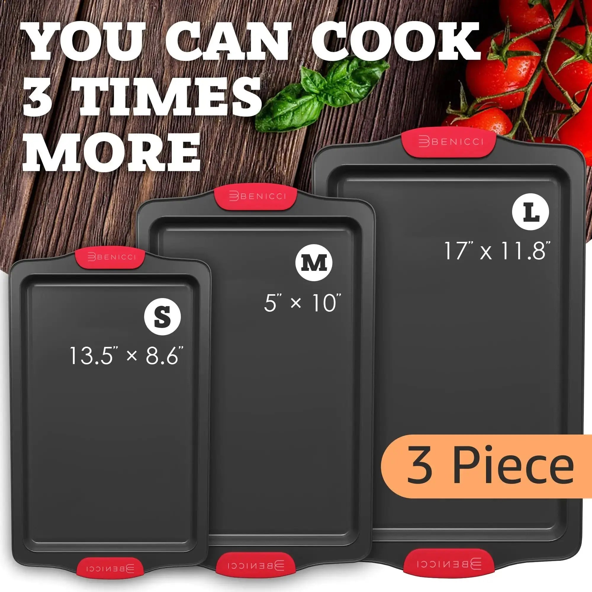 Easy-Clean Premium Baking Tray Trio with Silicone Grips Vivareflex Online
