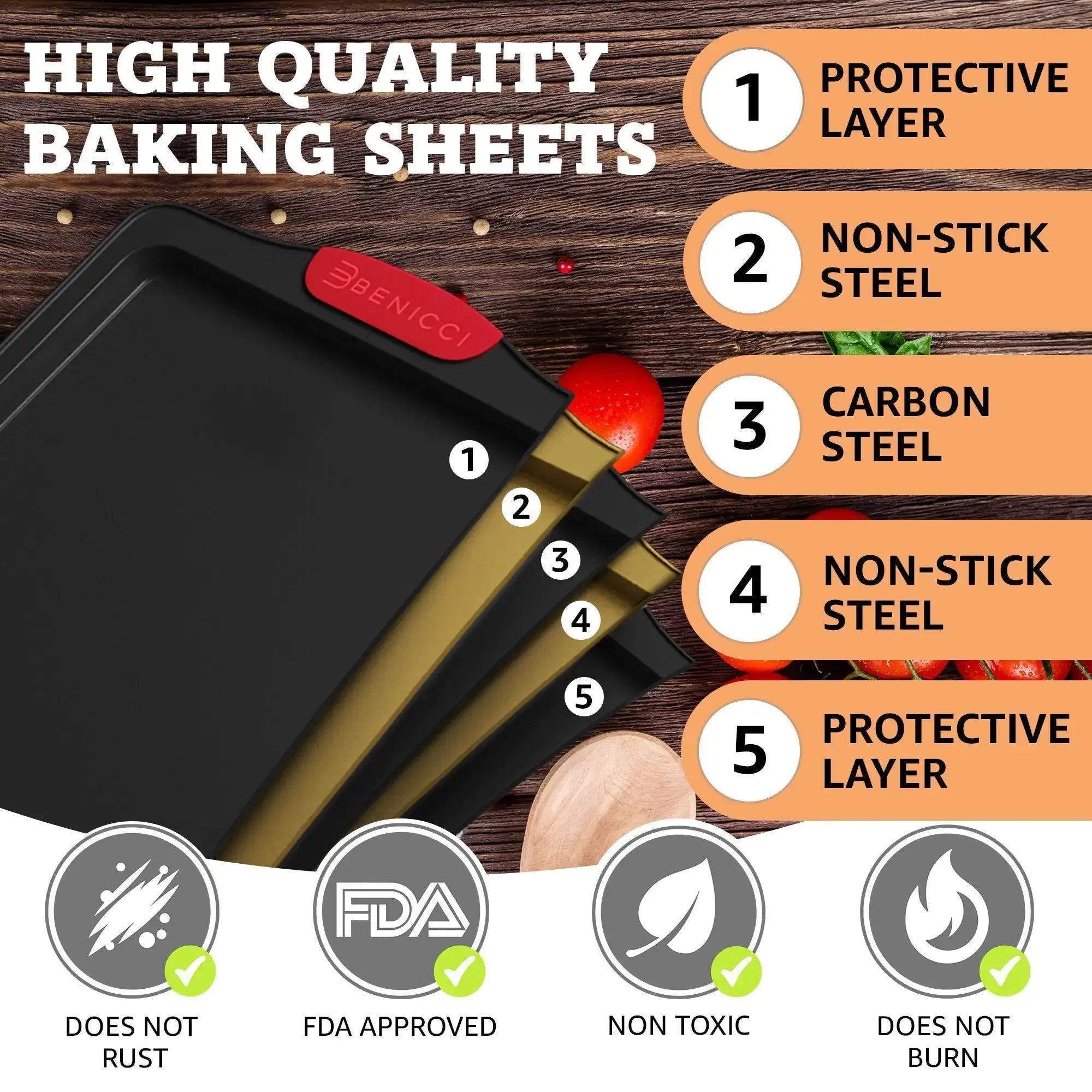Easy-Clean Premium Baking Tray Trio with Silicone Grips Vivareflex Online