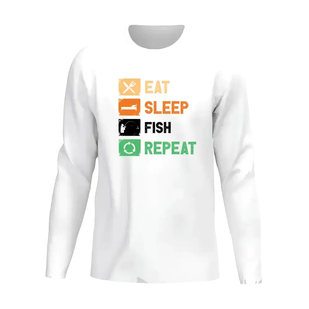 Eat Sleep Fishing Repeat Men Long Sleeve Shirt Vivareflex Online