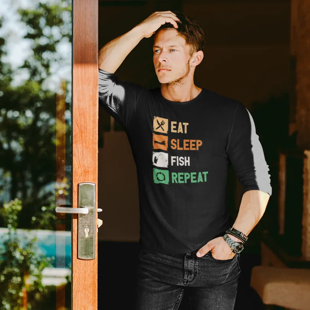 Eat Sleep Fishing Repeat Men Long Sleeve Shirt Vivareflex Online