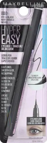 Delineador de ojos líquido Maybelline Hyper Easy No-Skip, acabado satinado, fórmula resistente al agua, negro intenso, 0,018 onzas líquidas 0,02 onzas líquidas (paquete de 1) 