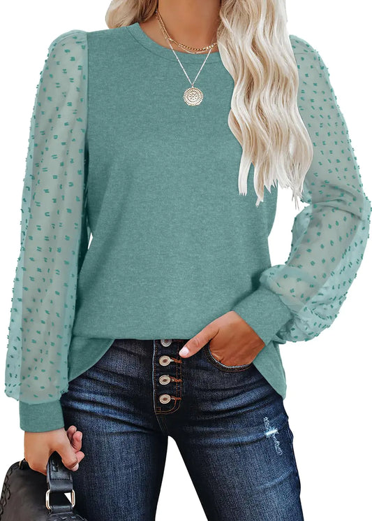 WIHOLL Long Sleeve Shirts for Women - Tunic Fall Trendy Crew Neck Clothes