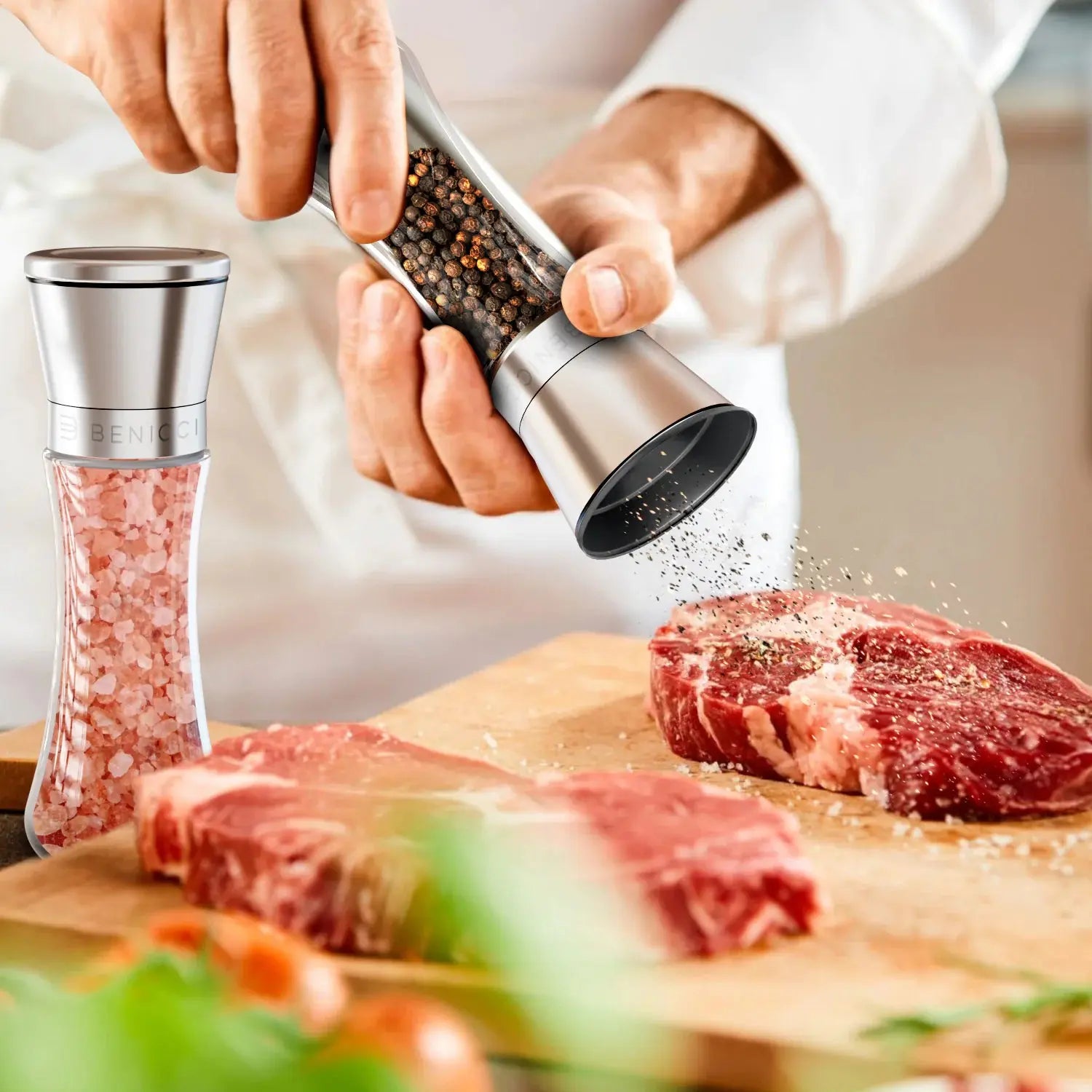 Elegant Stainless Steel Salt and Pepper Mill Set - with Adjustable Ceramic Grinders and Extras Vivareflex Online