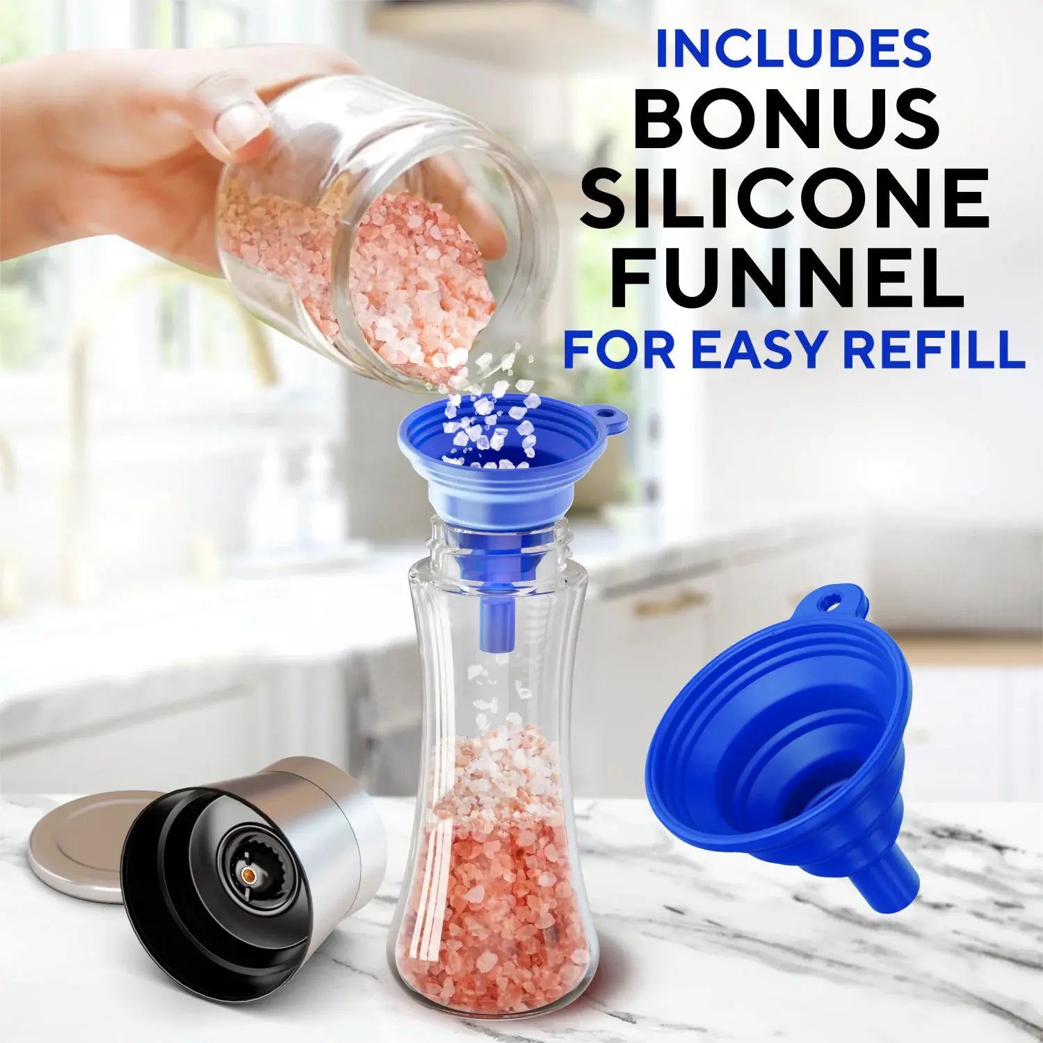 Elegant Stainless Steel Salt and Pepper Mill Set - with Adjustable Ceramic Grinders and Extras Vivareflex Online
