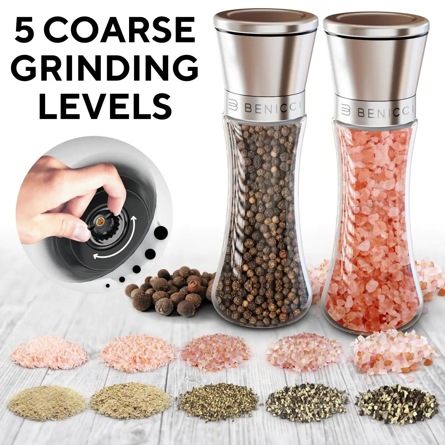 Elegant Stainless Steel Salt and Pepper Mill Set - with Adjustable Ceramic Grinders and Extras Vivareflex Online