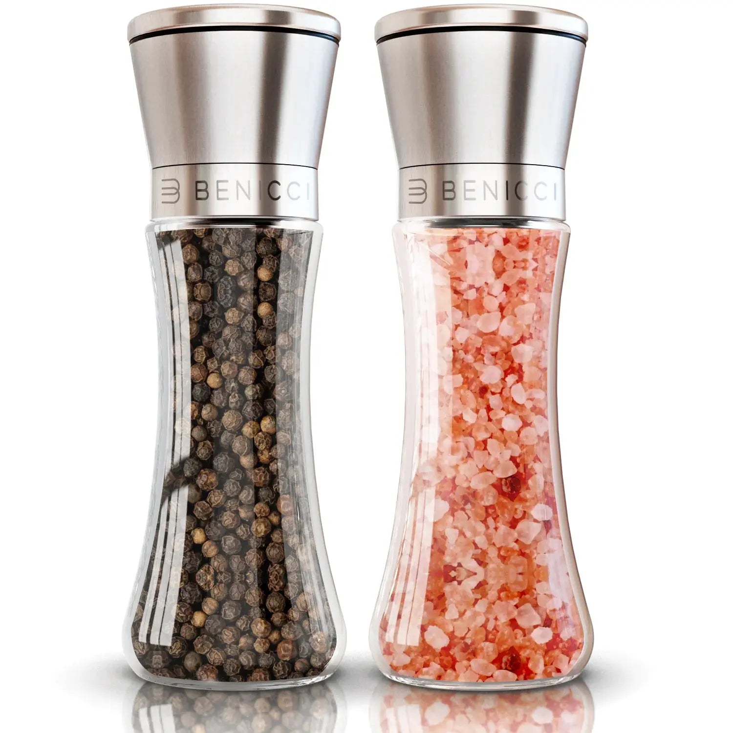 Elegant Stainless Steel Salt and Pepper Mill Set - with Adjustable Ceramic Grinders and Extras Vivareflex Online