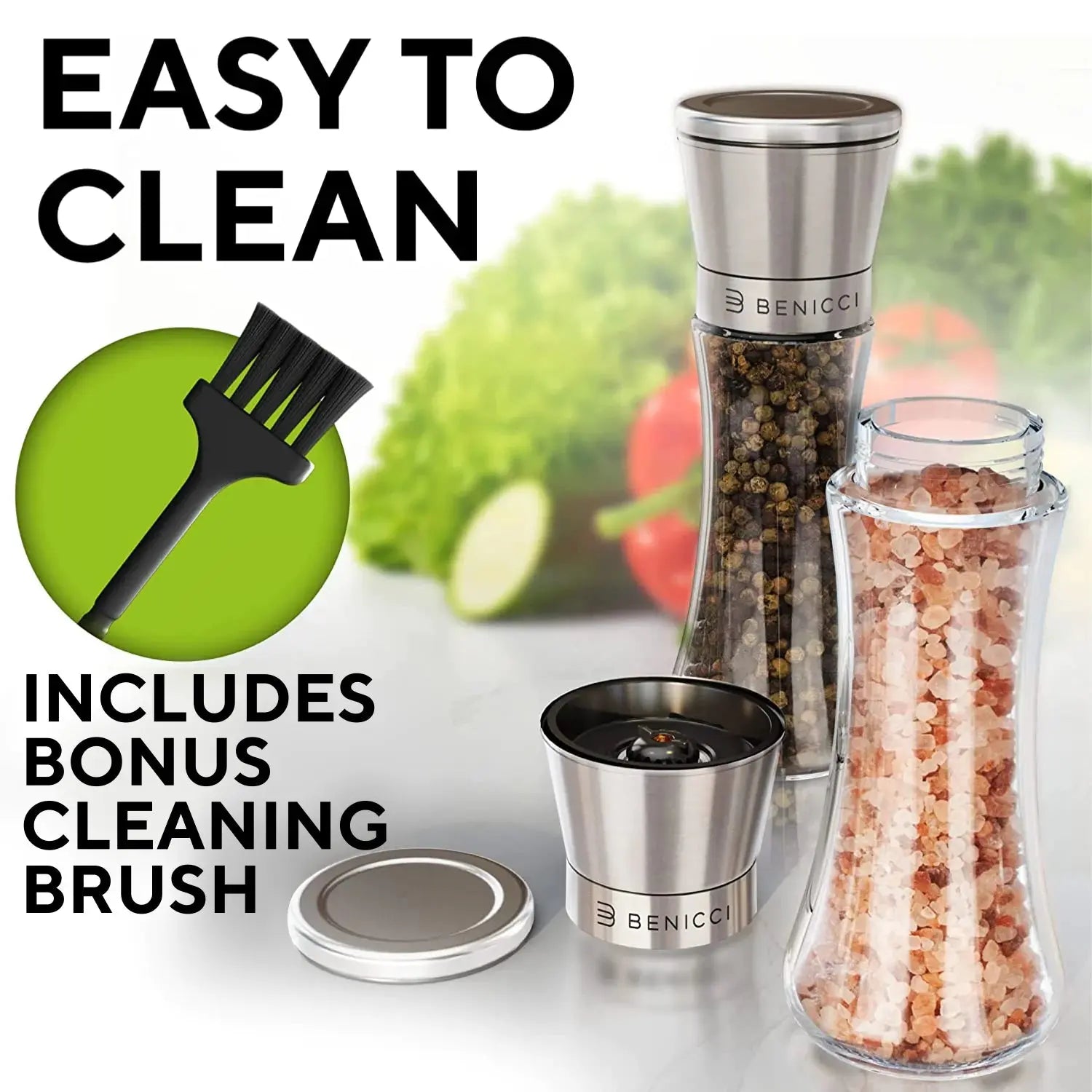 Elegant Stainless Steel Salt and Pepper Mill Set - with Adjustable Ceramic Grinders and Extras Vivareflex Online