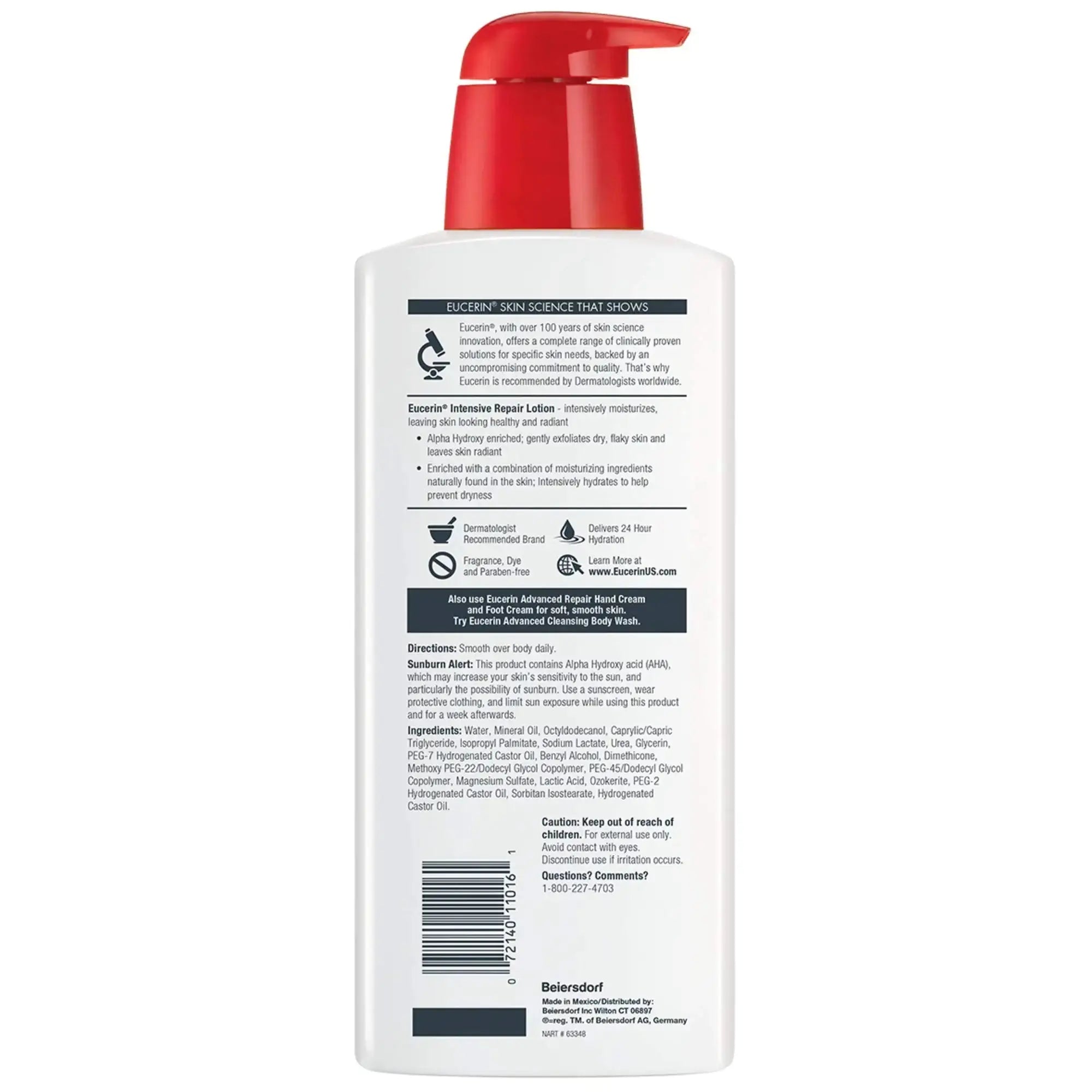 Eucerin Intensive Repair Body Lotion for Very Dry, Flaky Skin, Fragrance Free Body Moisturizer with Alpha Hydroxy, 16.9 Fl Oz Bottle - Vivareflex Online