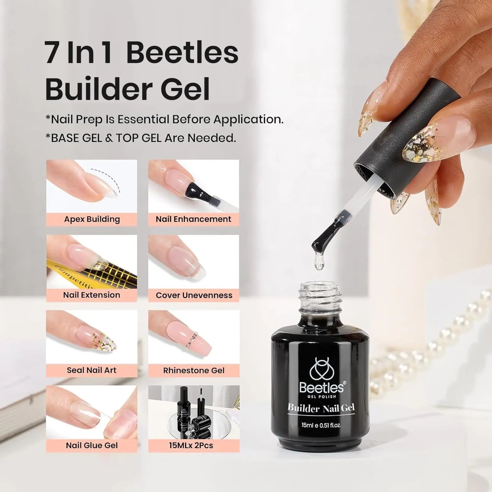 Beetles Builder Gel 7 en 1 Builder Strengthener Gel Nude Purple Gel Translucide Transparent Violet Dur Builder Extension pour Nail Art Base Gel Nécessaire Gel Polish Cadeaux pour Femmes Earthy Ground 0,5 Fl Oz (Pack de 1)