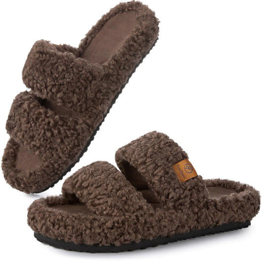 EverFoams Womens Fuzzy Open-toe Slippers_Vivareflex_Online