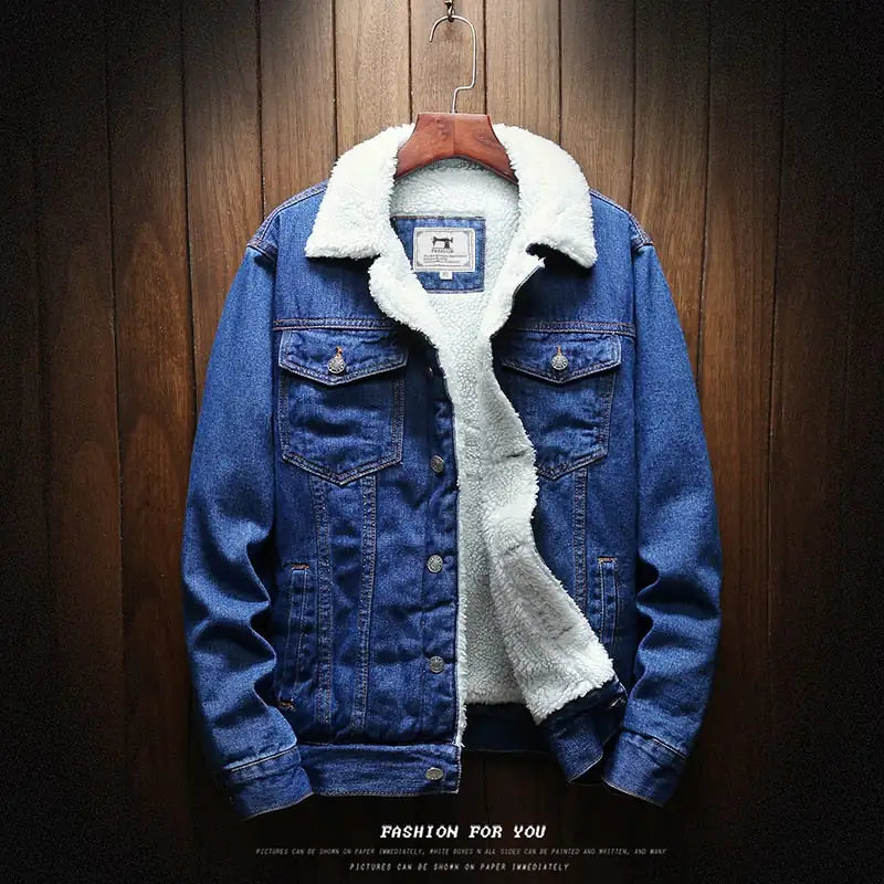 Men Light Blue Winter Jean Jackets Outerwear Warm Denim Coats New Men Vivareflex Online