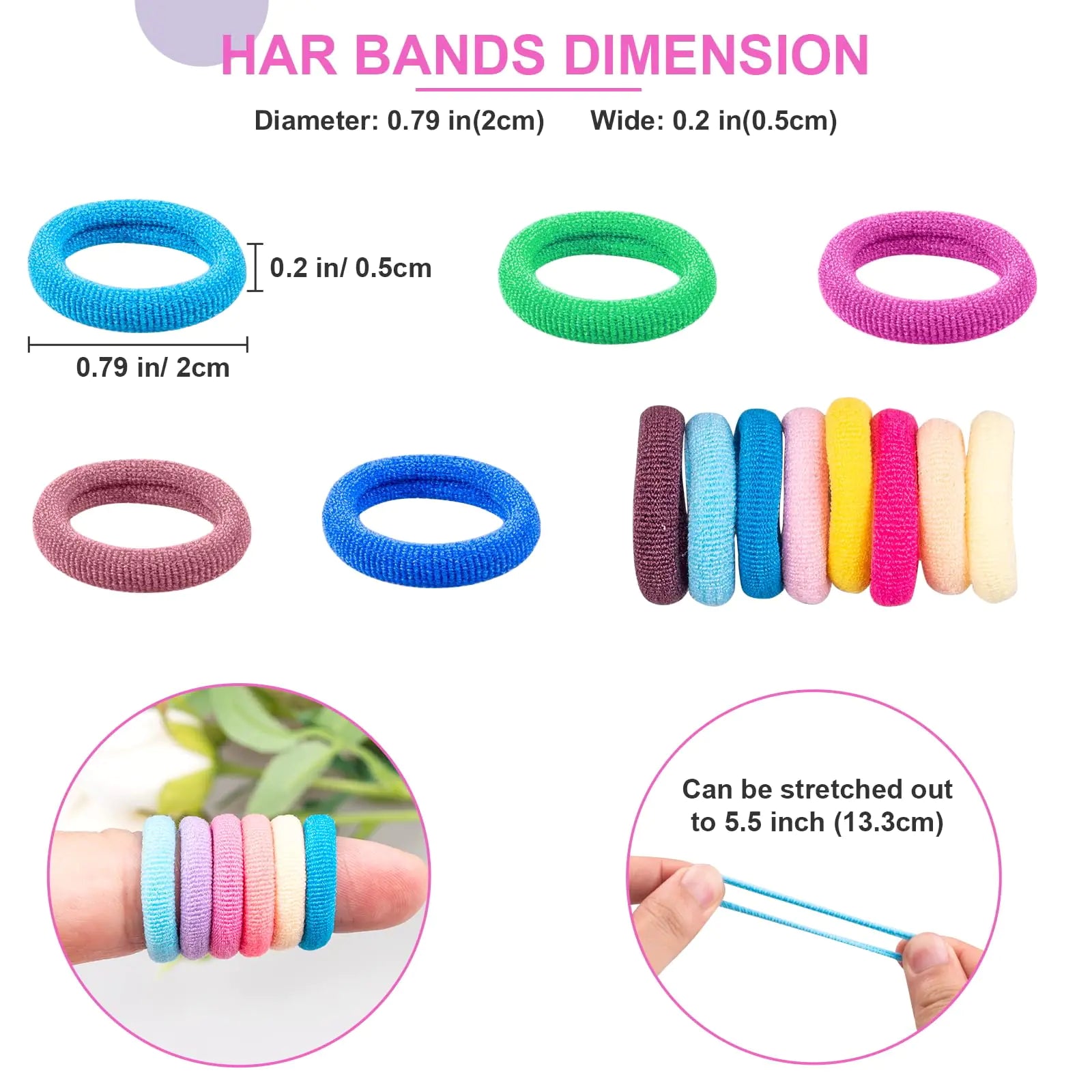 400 PCS Baby Hair Ties - No Damage Elastic Ponytail Holders for Toddlers & Girls, Soft and Seamless, Multicolor Hair Ties, 30 Colors