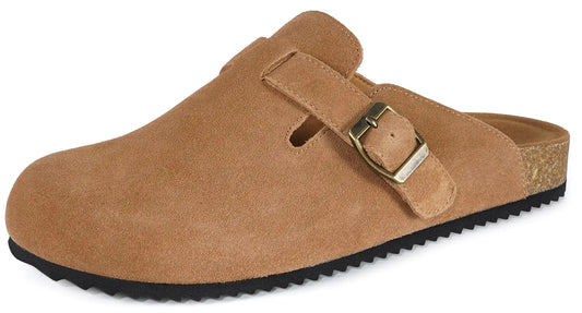 Intini Womens Suede Clogs Mens Leather Mules Cork Footbed Sandals - Vivareflex Online