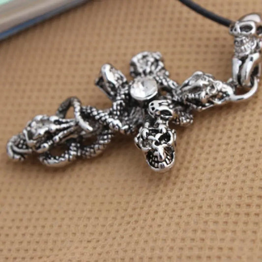 Snake Cross Skeleton Skull Pendant Necklace for Men Vivareflex Online