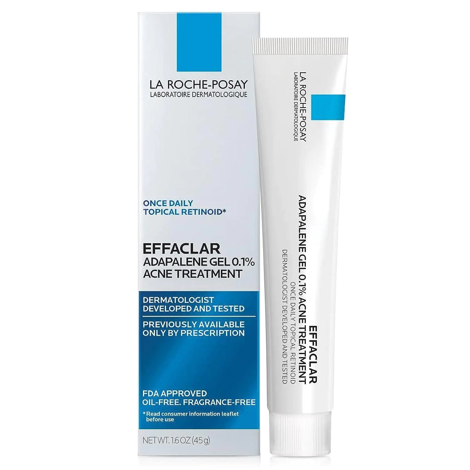 La Roche-Posay Effaclar Adapalene Gel 0.1% Acne Treatment - Retinoid Acne Cream for Clearer Skin