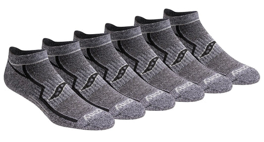 Saucony Men's RunDry Bolt Performance No-Show Socks (6 Pairs) - Grey/Black, M-XXL - Vivareflex Online