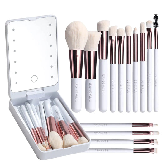 Ensemble de pinceaux de maquillage de voyage BS-MALL pour fond de teint, poudre, anti-cernes, ombres à paupières