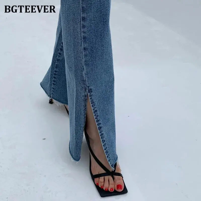 Fashion Women Double Button Flare Jeans Vivareflex Online