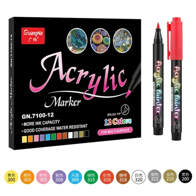 Stylos de peinture acrylique 36 couleurs