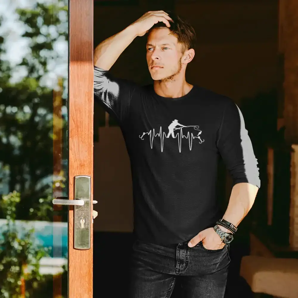 Fishing Heart Beat Men Long Sleeve Shirt Vivareflex Online