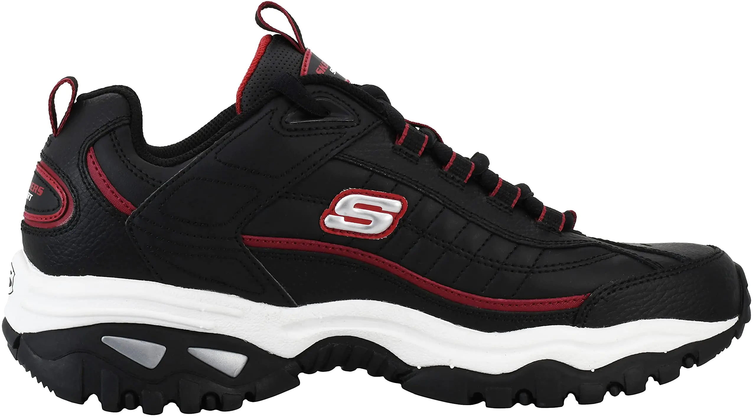 Skechers Men's Energy Afterburn 8 Wide Black/Silver/Red - Vivareflex Online