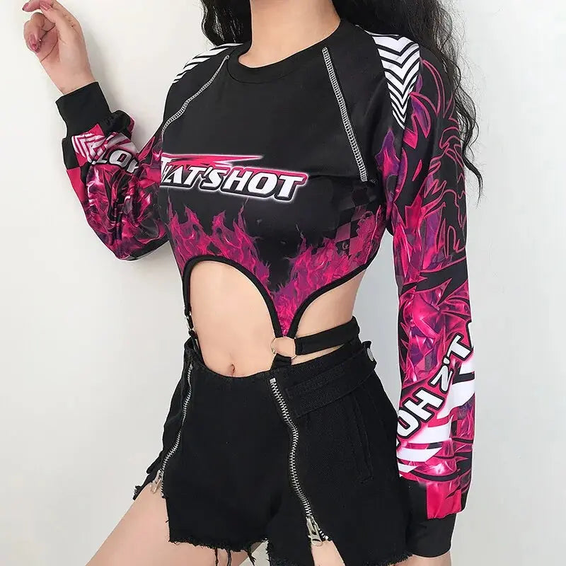 FlameStrike Backless Gothic Jumpsuit Vivareflex Online