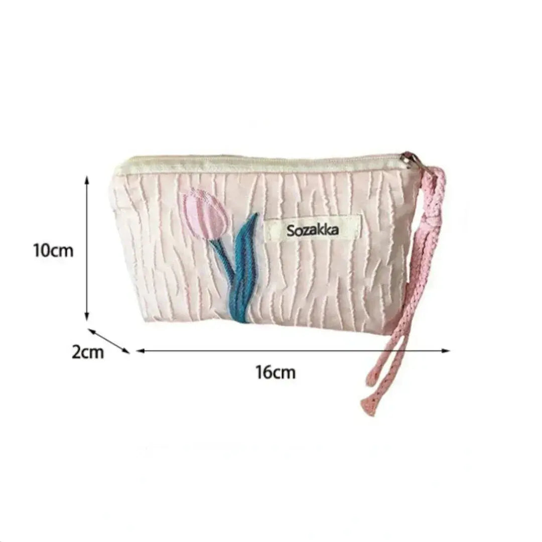 Flower Pattern Zipper Pouch Lady Girls Earphone Coin Key Money Storage Bag Coin Purses Small Fresh Cotton Coin Wallet Ultimate Bag Store