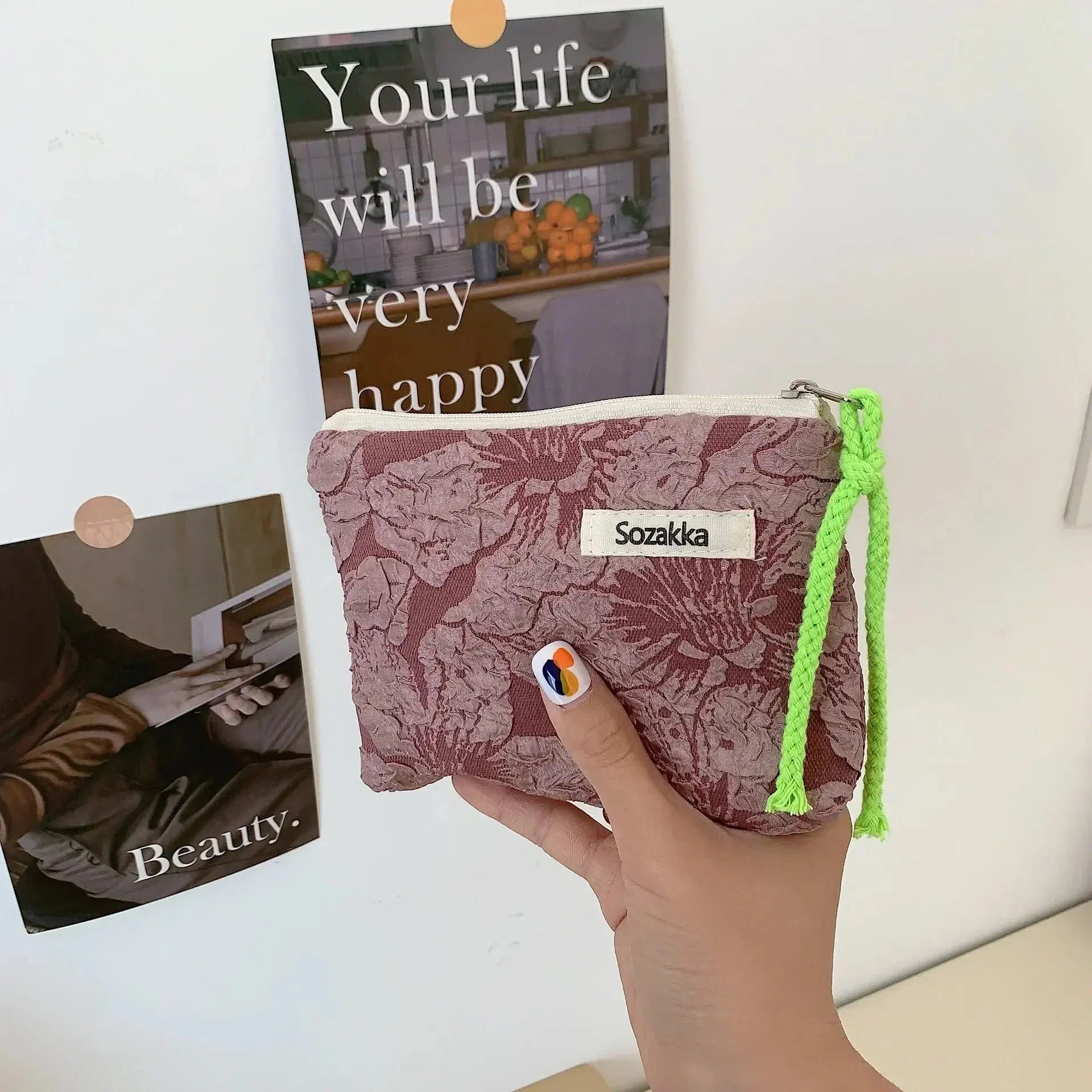 Flower Pattern Zipper Pouch Lady Girls Earphone Coin Key Money Storage Bag Coin Purses Small Fresh Cotton Coin Wallet Ultimate Bag Store