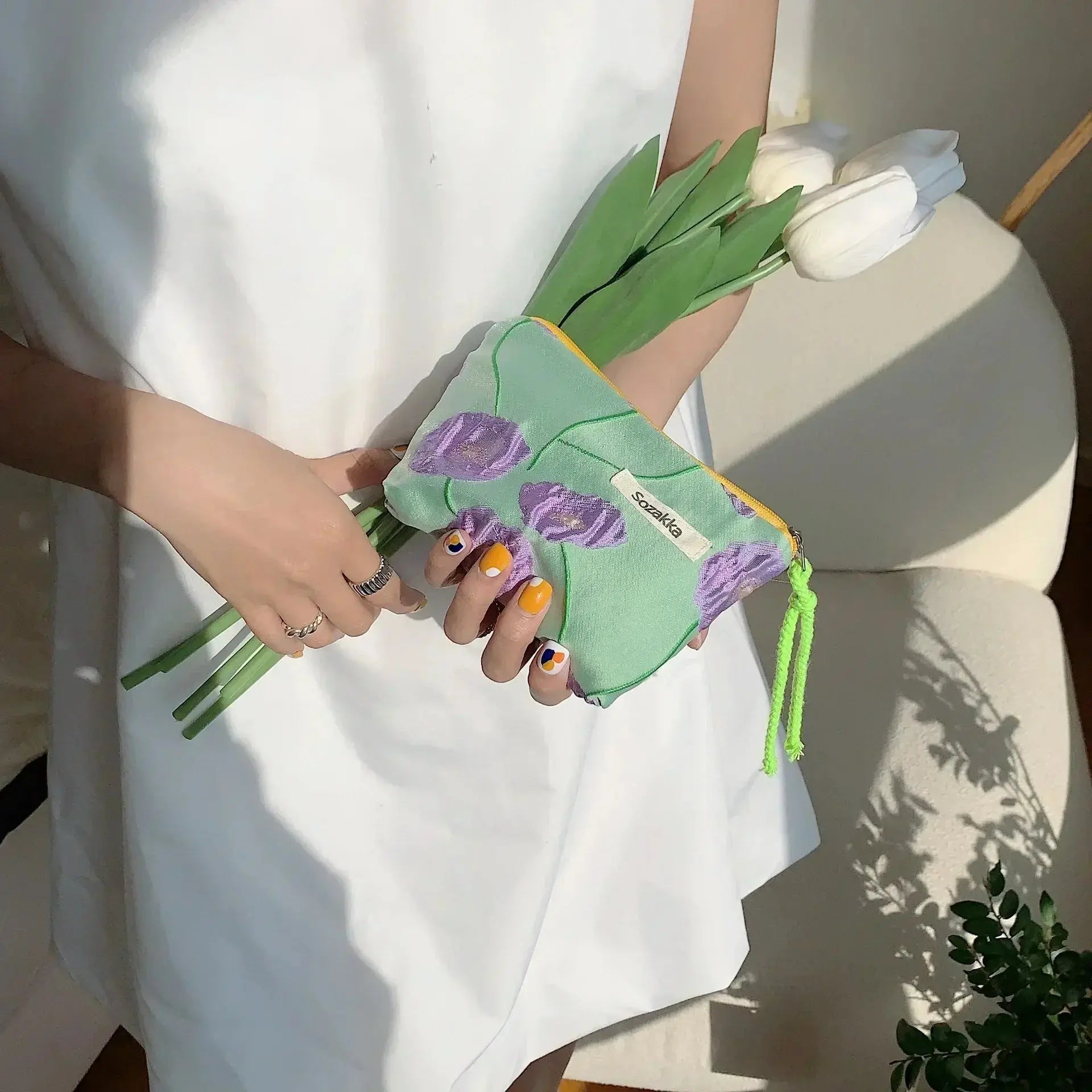 Flower Pattern Zipper Pouch Lady Girls Earphone Coin Key Money Storage Bag Coin Purses Small Fresh Cotton Coin Wallet Ultimate Bag Store