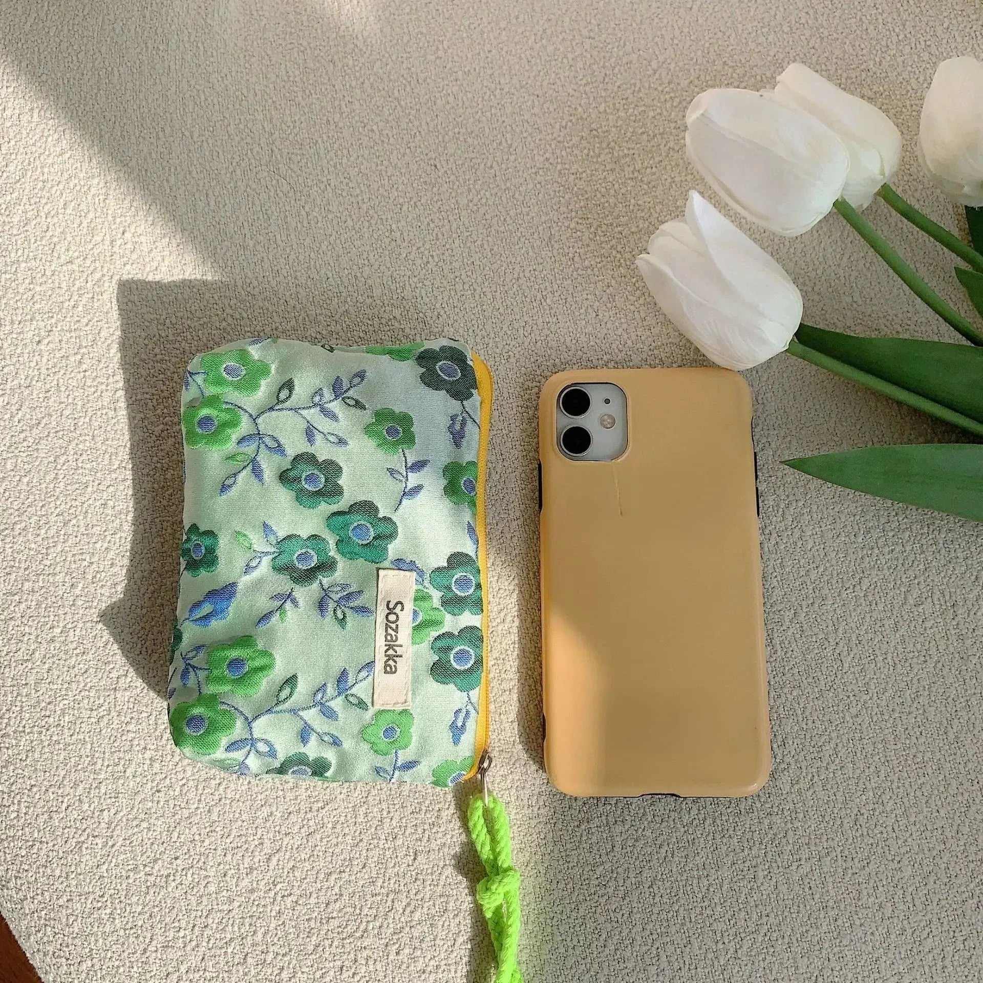 Flower Pattern Zipper Pouch Lady Girls Earphone Coin Key Money Storage Bag Coin Purses Small Fresh Cotton Coin Wallet Ultimate Bag Store