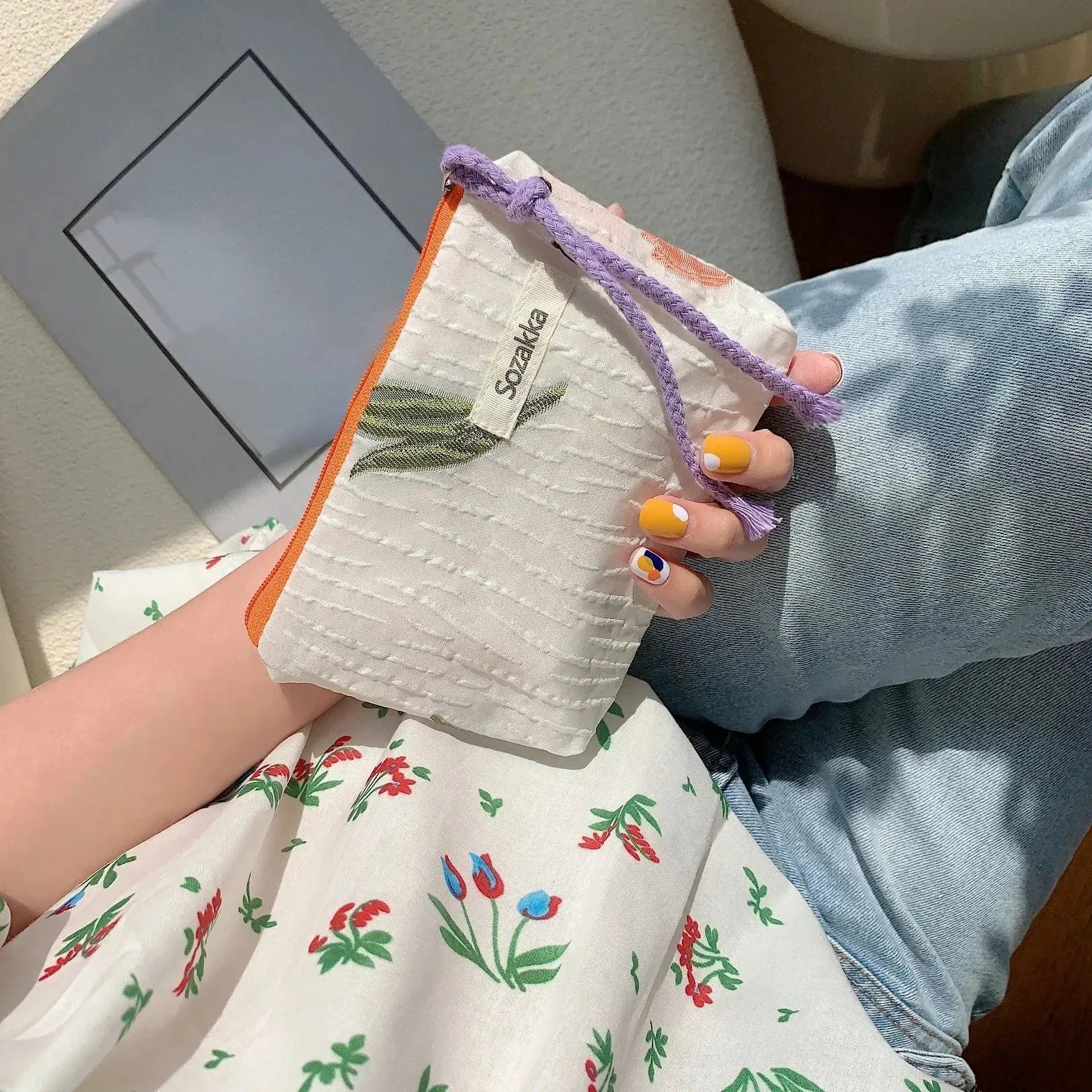 Flower Pattern Zipper Pouch Lady Girls Earphone Coin Key Money Storage Bag Coin Purses Small Fresh Cotton Coin Wallet Ultimate Bag Store