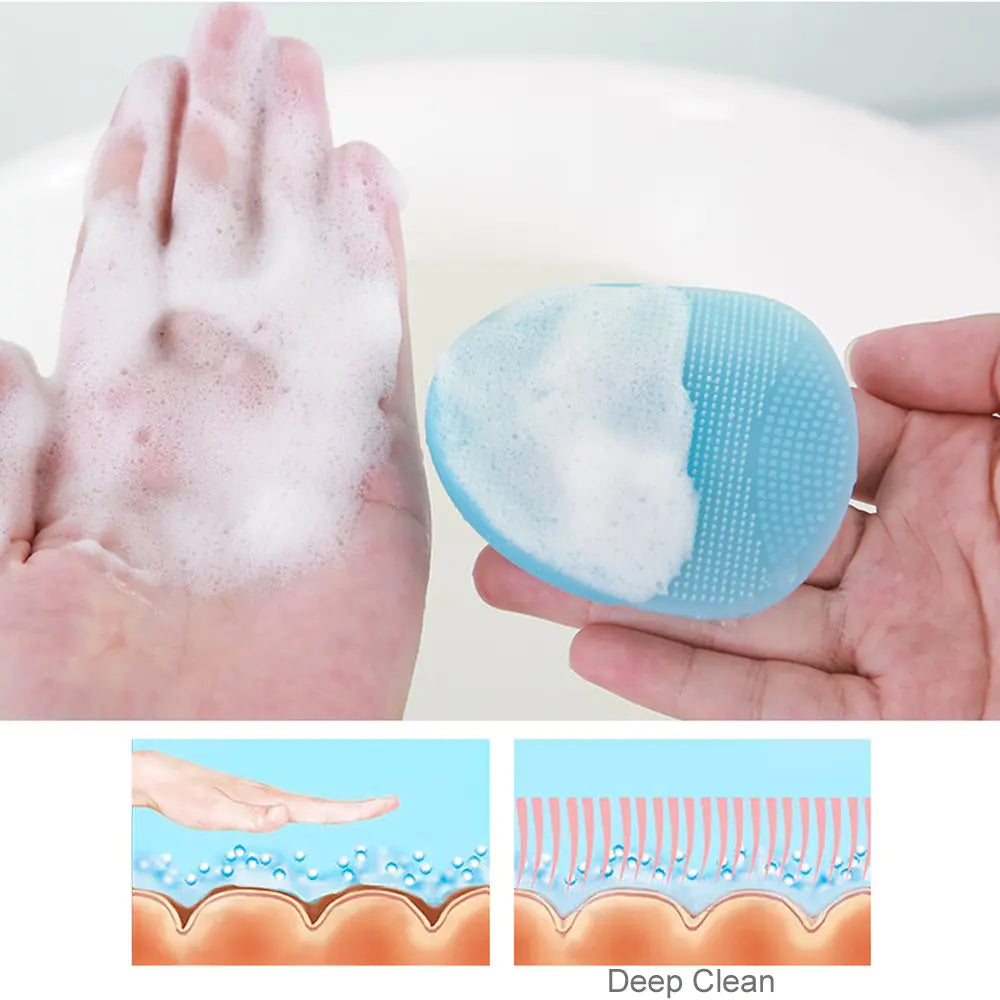 INNERNEED Brosse nettoyante et massante pour le visage en silicone super doux Brosse nettoyante manuelle pour le visage Brosse à récurer portative pour peaux sensibles, délicates et sèches (lot de 4) 4 couleurs mélangées