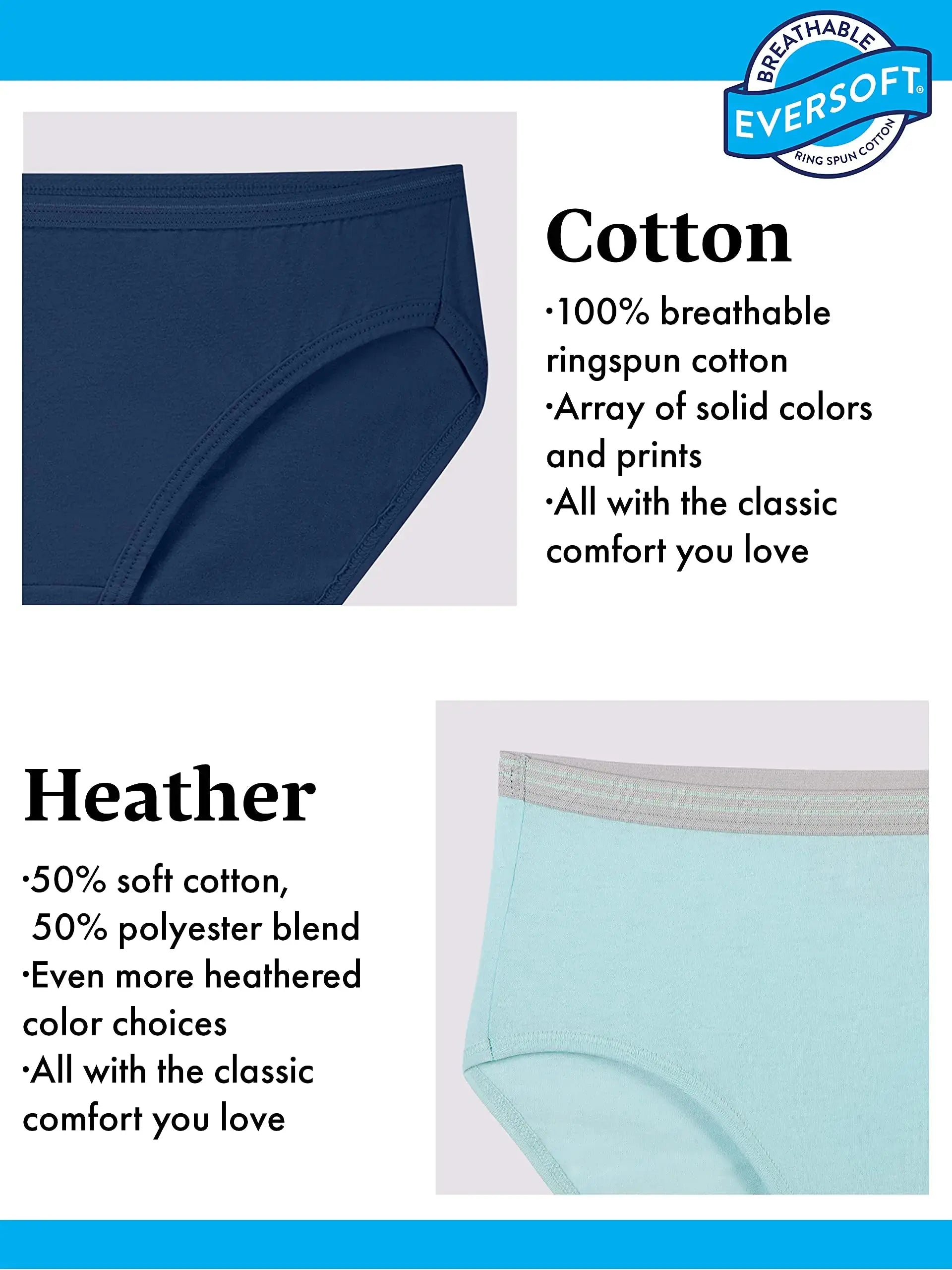 Fruit of the Loom Women's Eversoft Cotton Brief Underwear, Tag Free & Breathable - Vivareflex Online