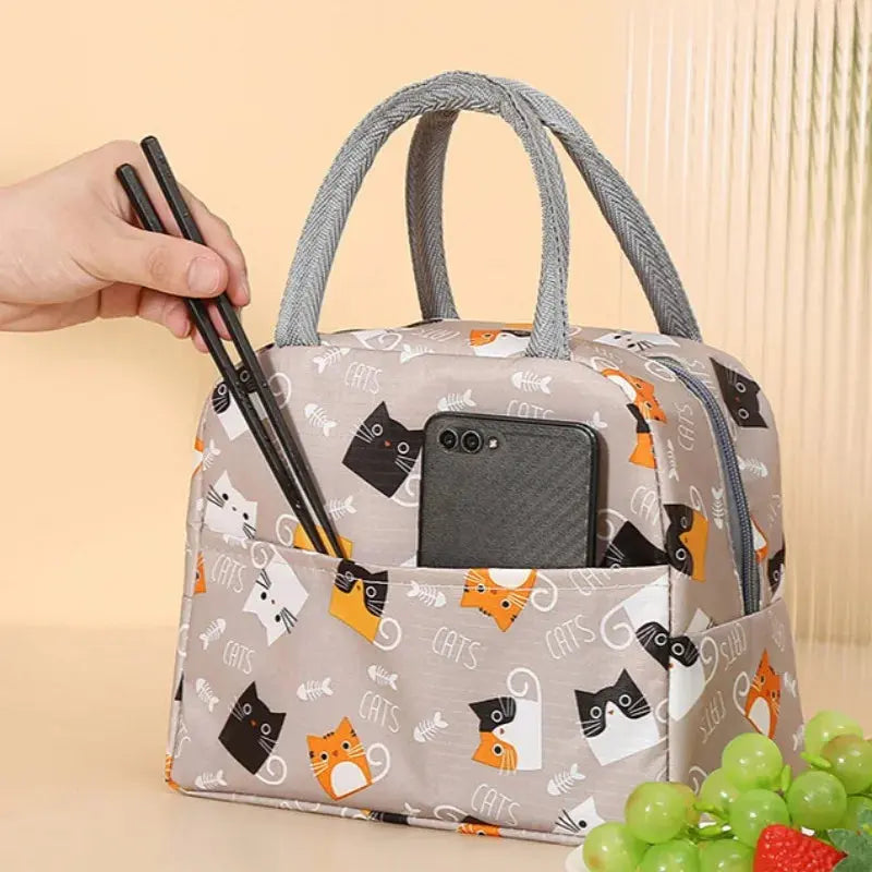 Functional Insulated Oxford Lunch Bag Flower Pattern Cooler Lunch Box Bags Thermal Food Picnic Lunch Bags for Women Kids Ultimate Bag Store
