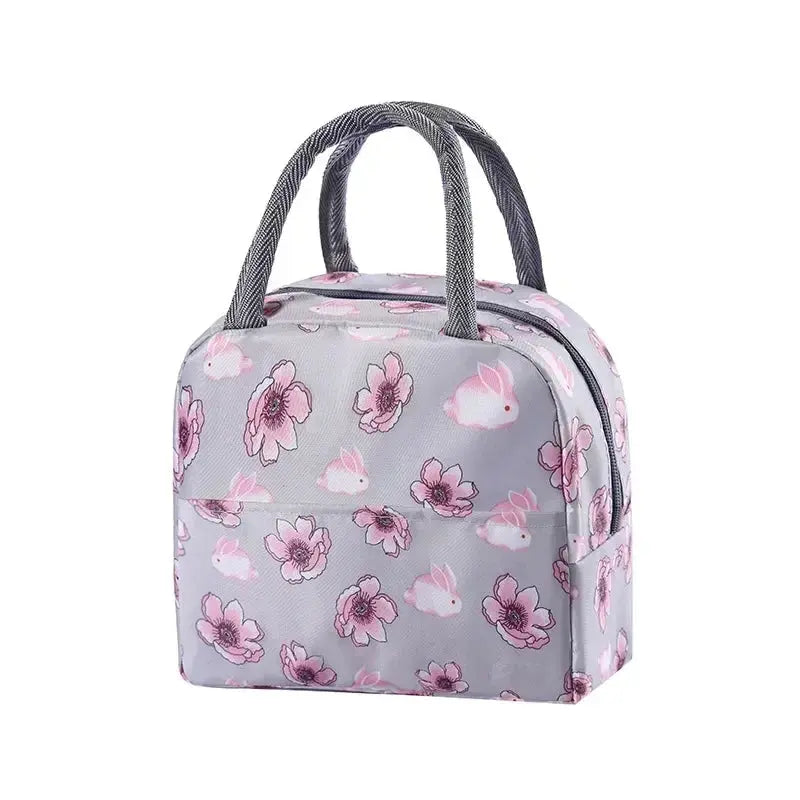 Functional Insulated Oxford Lunch Bag Flower Pattern Cooler Lunch Box Bags Thermal Food Picnic Lunch Bags for Women Kids Ultimate Bag Store