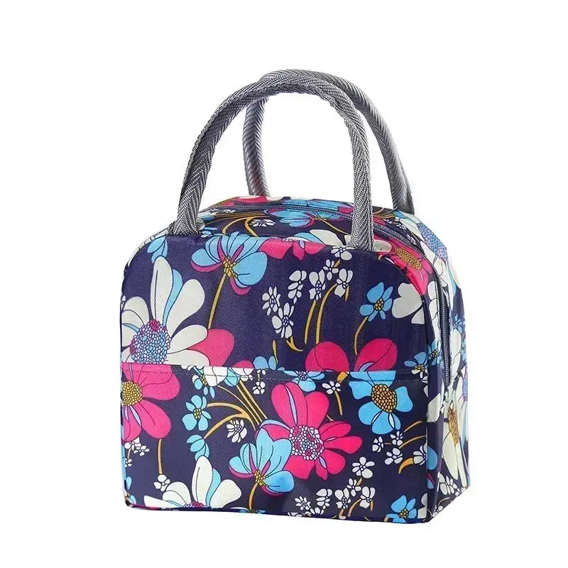 Functional Insulated Oxford Lunch Bag Flower Pattern Cooler Lunch Box Bags Thermal Food Picnic Lunch Bags for Women Kids Ultimate Bag Store