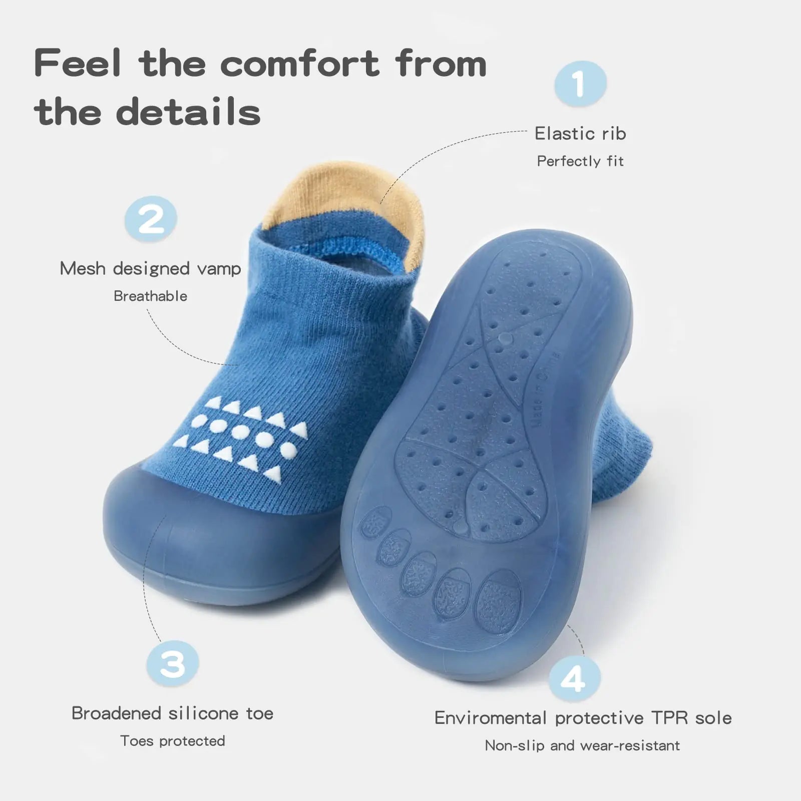 Baby Sock Shoes Baby Walking Shoes Infant Non-Slip Breathable Slippers with Soft Rubber Sole Baby Boys Girls Sneakers - Vivareflex Online