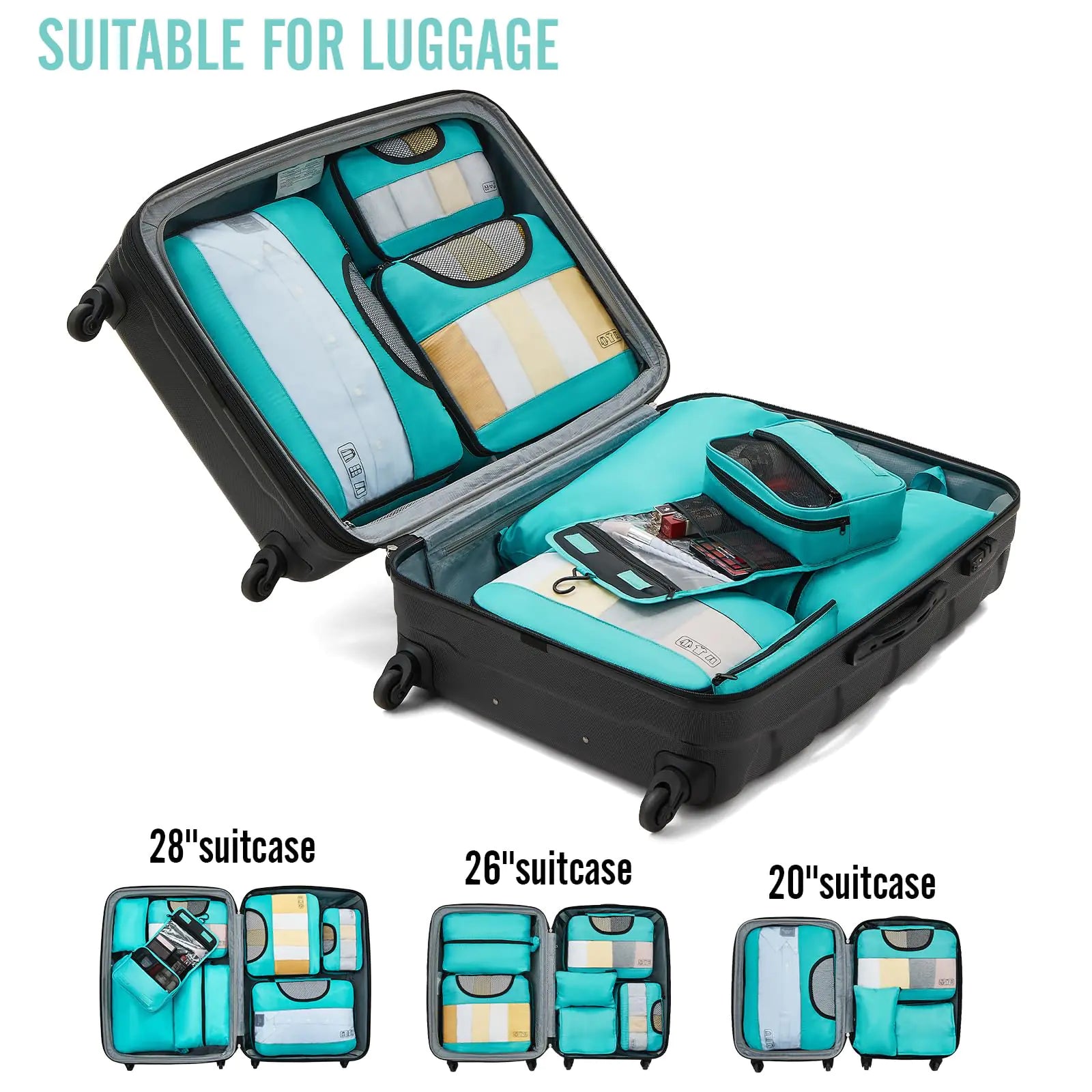 Veken 8-Piece Packing Cubes Set – Travel Bag Organizers for Suitcases & Carry-On Luggage - Vivareflex Online