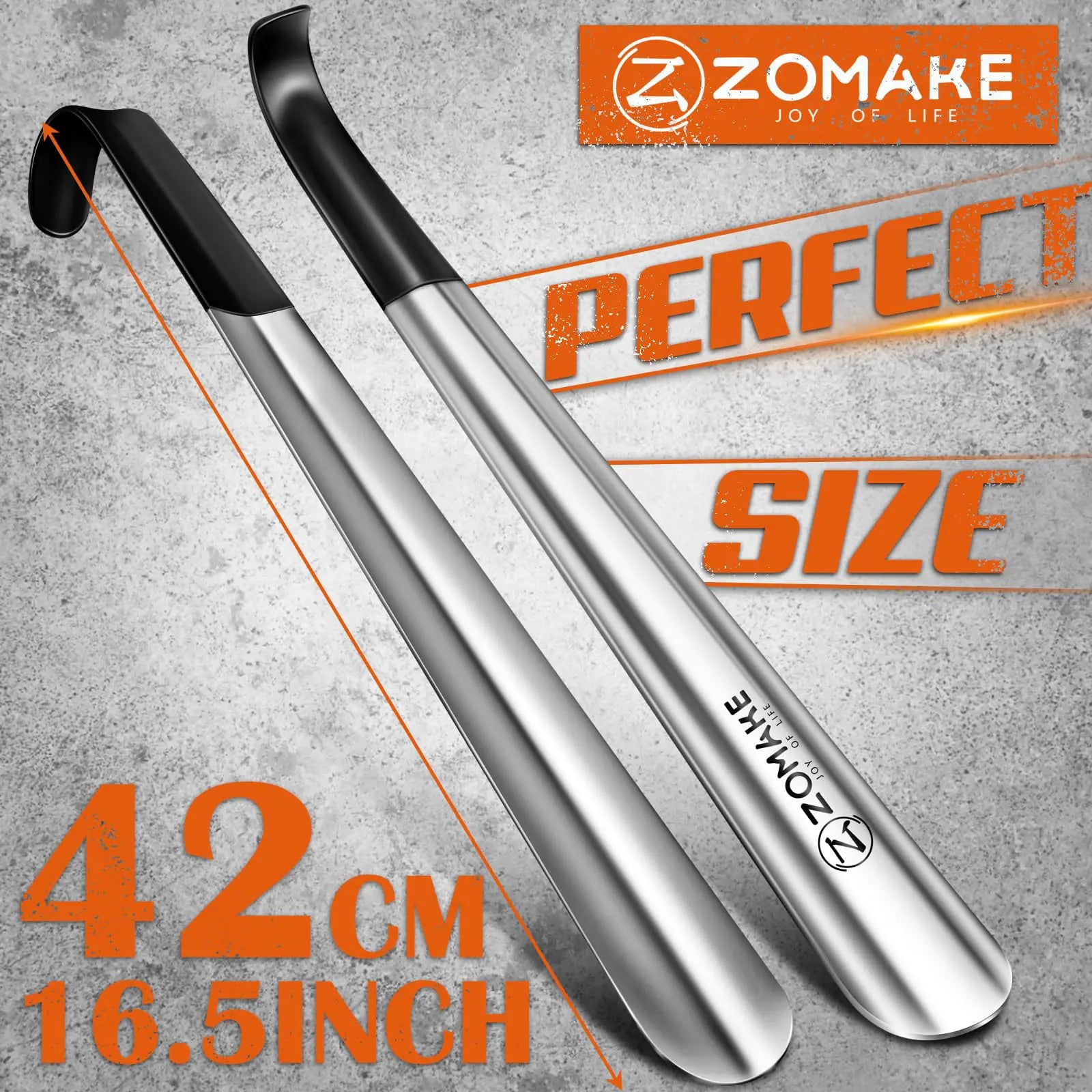 ZOMAKE Shoe Horn Long Handle for Seniors 2 Pack,Metal Long Shoehorn for Boots,16.5