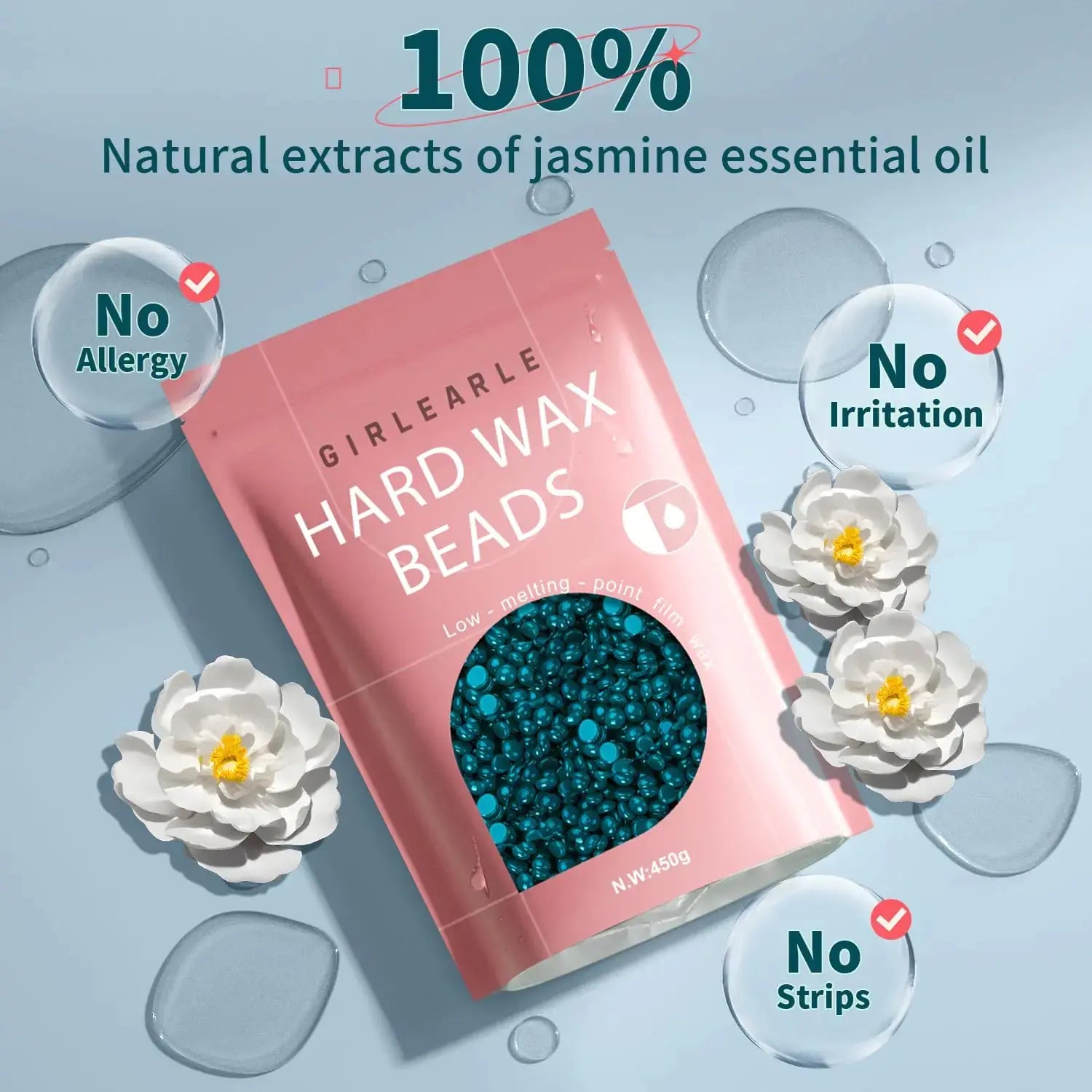 Hard Wax, Jasmine Infused Wax Beans for Sensitive Skin, 1lb_Vivareflex_Online