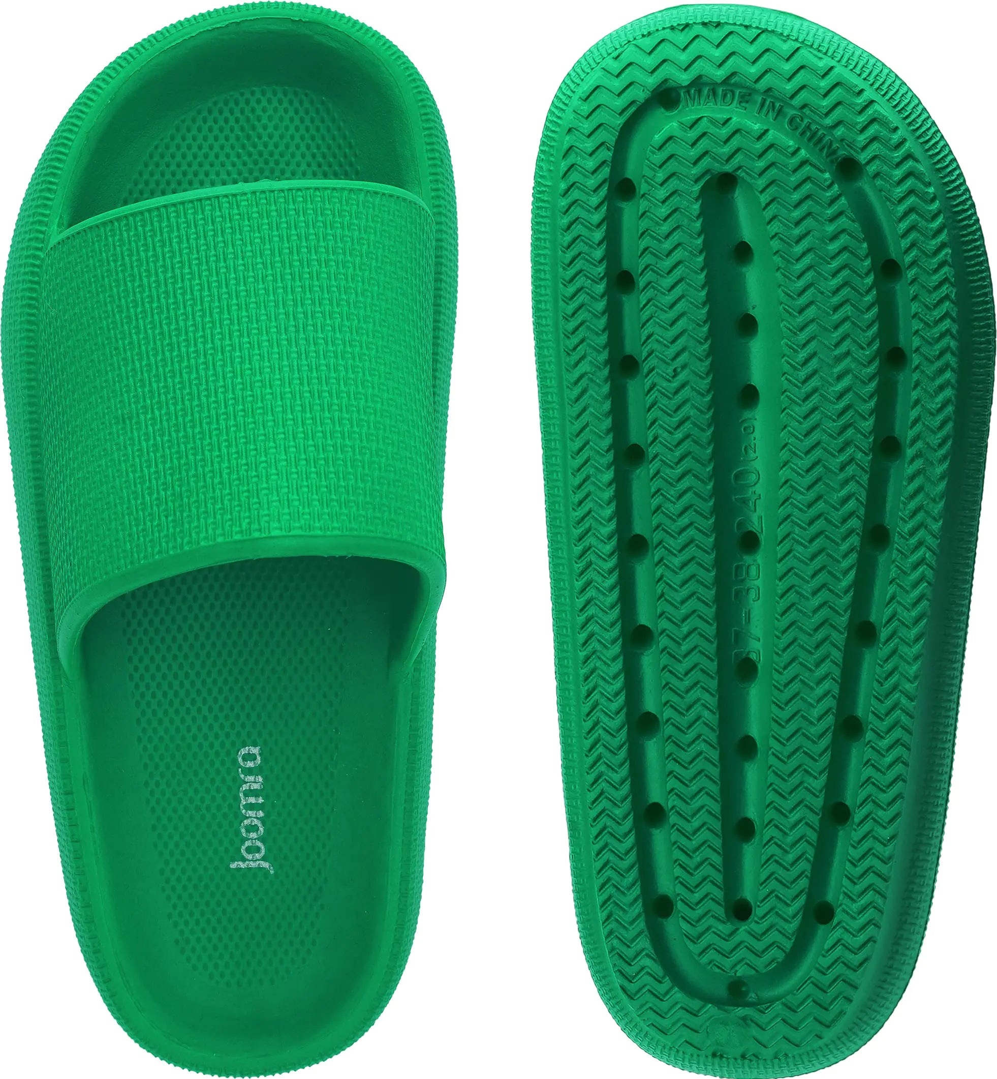 Joomra Pillow Slippers for Women and Men Non Slip Quick Drying Shower Slides Bathroom Sandals | Ultra Cushion | Thick Sole 10.5-11.5 Women/9-10 Men Green