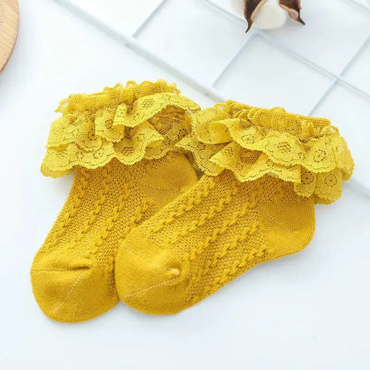 Girls Breathable Ruffled  Lace Socks Vivareflex Online