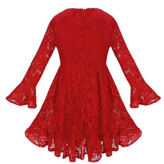 Girls Lace Flowers Long Sleeve Dress Vivareflex Online