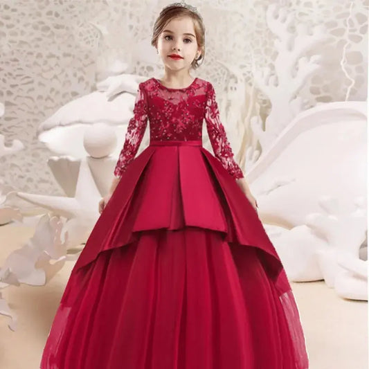 Girls Long Sleeve Lace Embroidery Dress Vivareflex Online