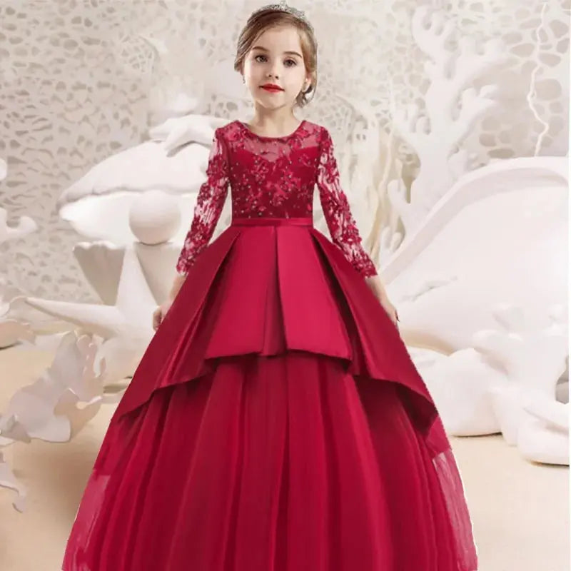 Girls Long Sleeve Lace Embroidery Dress Vivareflex Online